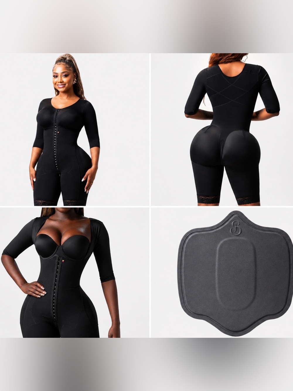 x2 Snatched Body XL Black Fajas Post-Op Recovery Full Body with Sleeves
